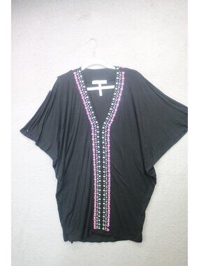 Nanette Lepore Swim Black Beaded Beach Cover Up-Kimono-Small-Whimsigoth-Soft